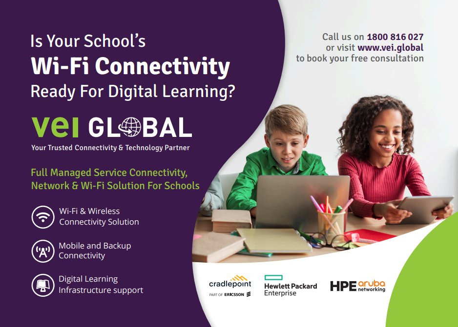 Is Your School's Wi-Fi Connectivity Ready For Digital Learning?
Talk to us in VEI Global about our fully managed network and IT solution for schools. @cradlepoint <a href="/HPE_Aruba_NETW/">HPE Aruba Networking</a> 
vei.global