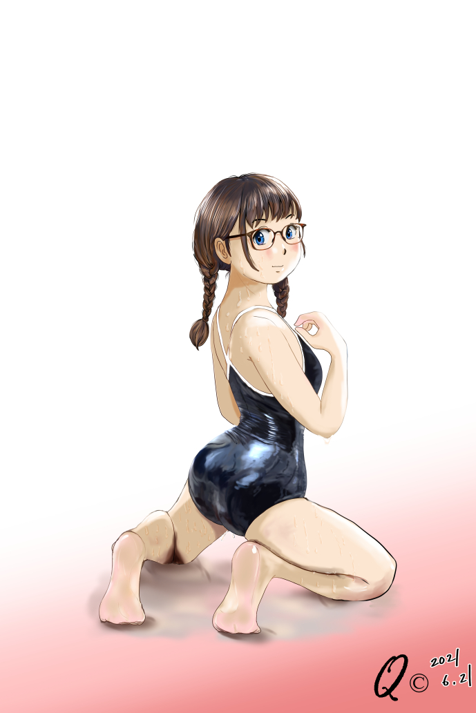 #背中だけで50rpされたら奇跡 
3年前のイラストです
塗れたスク水頑張って描いたやつ💧
見て～😉 