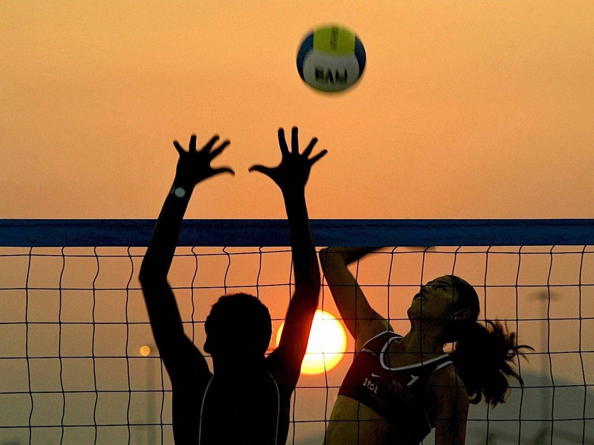 Beach volley ball sunset