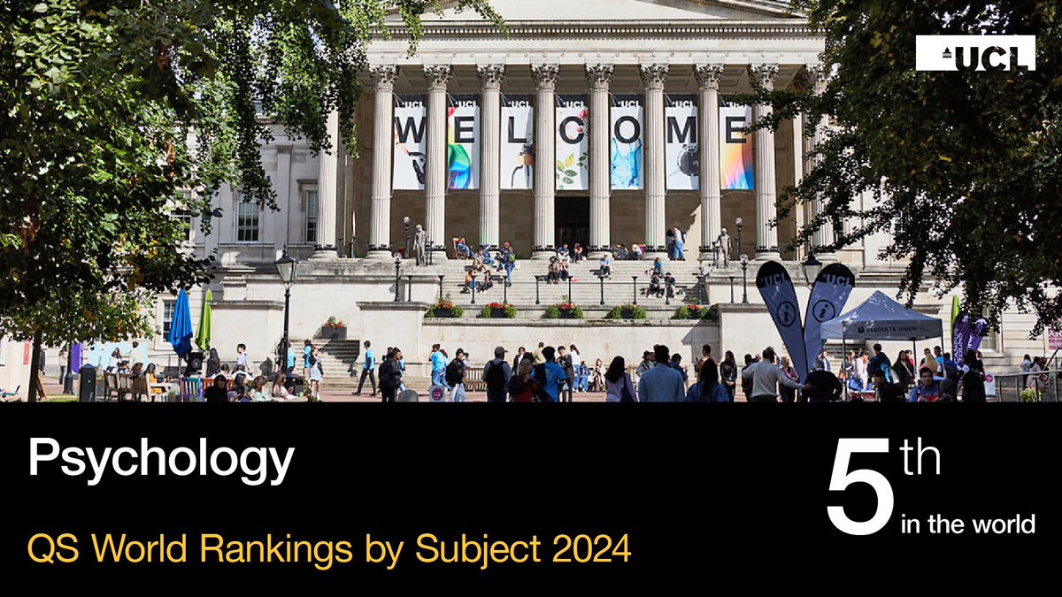We are delighted to be ranked 5th in the world for #Psychology in the 2024 QS World University Rankings by Subject @worlduniranking 🎉🏆 Congratulations to @UCLPALS! 👏👏👏 Read more ➡️ bit.ly/3vLxOtE #QSWUR #QSWorldUniversityRankings