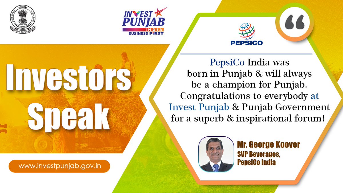 Encouraging words from Mr. George Koover. Punjab is proud to be the favourite destination for global investors.