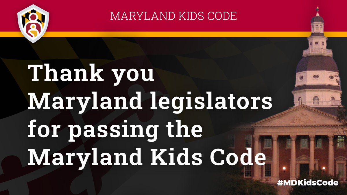 On the 6th of April the Maryland General Assembly ⭐PASSED⭐ the #MDKidsCode! Now, it’s headed to @GovWesMoore to be signed into law📬 ✒️Sign up for our newsletter to get the full story: mailchi.mp/14b576fda153/s…