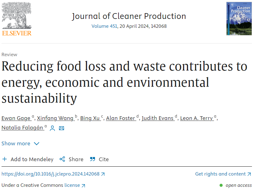 🥔🍅🥬 New paper alert!  🫑🍓🧅

We explore the nexus between #energy, #foodloss and #waste, and #sustainability from a multidisciplinary #approach to mitigate the #environmental impacts of our #foodsystem. 

Click on the link to know more: doi.org/10.1016/j.jcle…