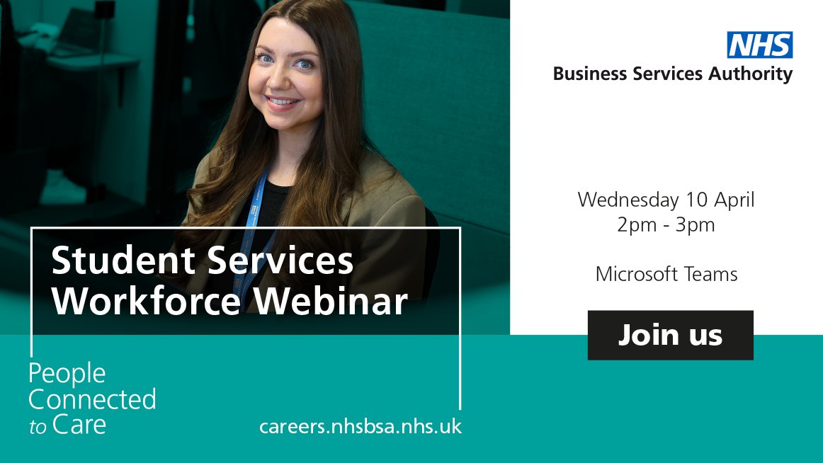 Ready to take the next step in your career? Join us on this afternoon at 2pm to learn more about the diverse range of roles we have available in Student Services, a Workforce Service delivered by the NHSBSA. Register: events.teams.microsoft.com/event/708023d9… #Careers #Jobs #ConnectedToCare