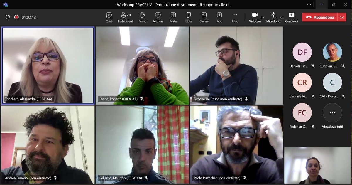 Happening now 📢 The italian virtual wokshop of @PRAC2LIV on #DecisionSupportTools #DST in #agriculture! A day dedicated to nice and very fruitful in-depth discussions with selected farmers and advisors 🧠💡 Host by @CREARicerca @ale_trinchera @Vieltien @WUR