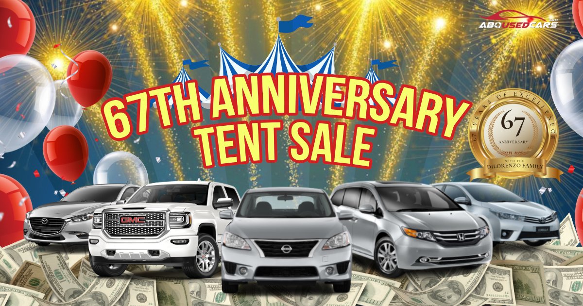🎉 Join Us for Our 67th Anniversary Tent Sale Celebration! 🚗✨

We are just a click away 👇
abqusedcars.com

Spread the word and bring your friends and family. See you there!🎈🚙
#ABQUsedCars #TentSale #AnniversaryCelebration #QualityPreOwned #DealsAndSteals #Albuquerque