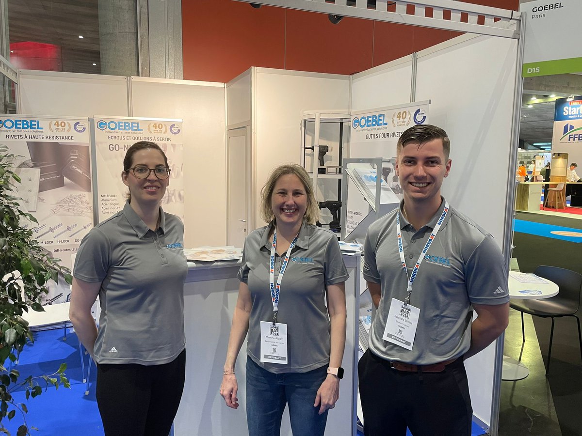 Meet our Goebel France &amp; Goebel Group BeNeLux Team at the NORDBAT in Lille, starting today till Friday 12th April. Visit us at booth D15. We are looking forward to meet you!

#GoGOEBEL #France #Rivet #Blindrivet #Blindrivetnut