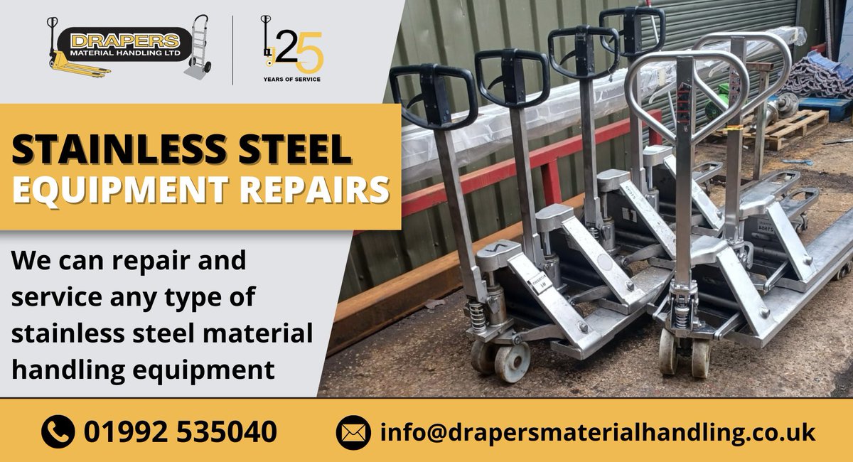 Our engineers are ready to help keep your equipment operational and will advise you what needs replacing to save you money and avoid any downtime. For more information get in touch with our team #warehouse #logistics #stainlesssteel #equipmentrepairs #materialhandlingequipment
