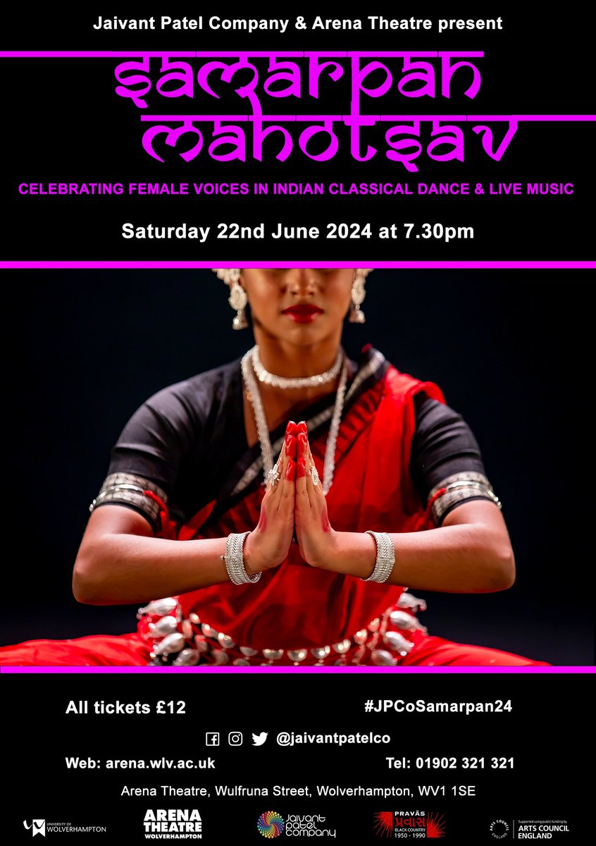 TICKETS RELEASED AND SELLING FAST! @jaivantpatelco & @Arena_Theatre present Samarpan Mahotsav 2023: Celebrating Female Voices in Indian Classical Dance & Live Music On Sat 22nd June at 7:30pm Tickets are £12 and can be booked via tinyurl.com/3xa4yzuy #JPCoSamarpan24