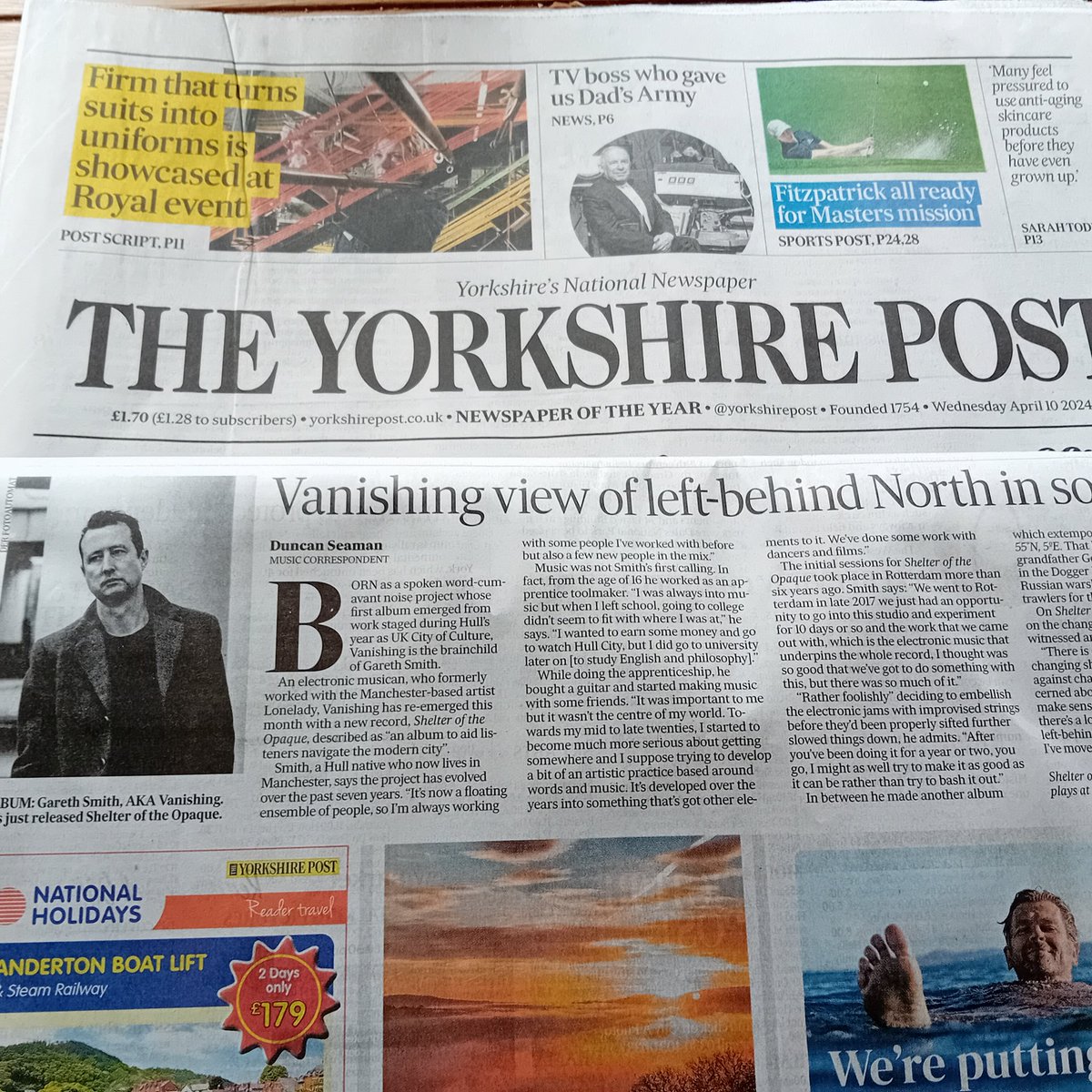 Had chat with @Vanishinguk about his new album Sound of the Opaque for today's @yorkshirepost. If you can, please #buyapaper