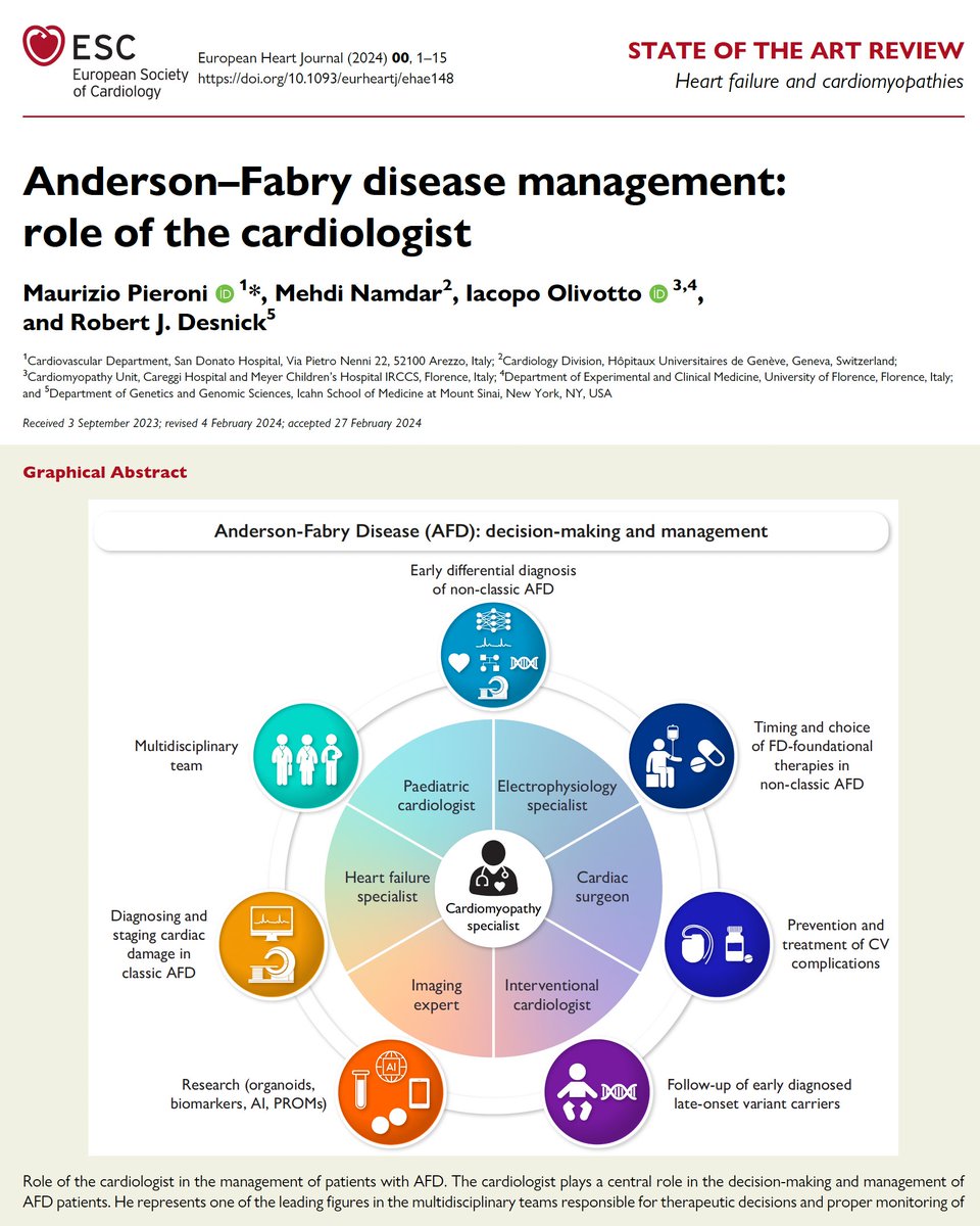 Anderson–Fabry disease management: role of the cardiologist @escardio @ESC_Journals academic.oup.com/eurheartj/adva…