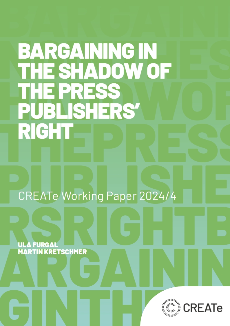 New Working Paper by @ulafurgal & Martin Kretschmer about debates surrounding the press publishers’ right introduced by the CDSM, particularly issues of translating publishers' exclusive rights into viable bargaining frameworks 💸 Read here 👇 create.ac.uk/blog/2024/04/1…