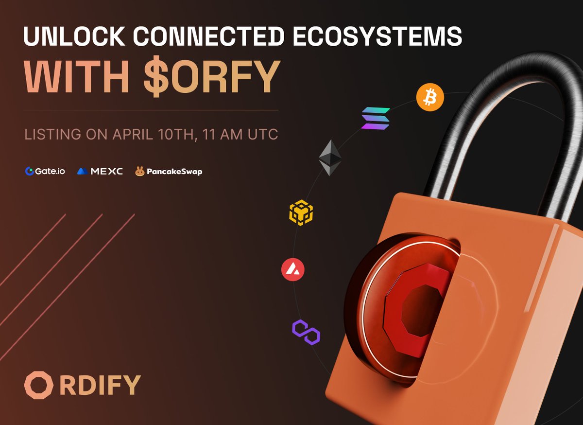 Prepare to join the $ORFY epoch, today at 11 AM UTC. 🌐 GATE gate.io/trade/ORFY_USDT 🌐 MEXC mexc.com/exchange/ORFY_… 🥞 PANCAKESWAP (11:05 AM UTC) pancakeswap.finance/swap?outputCur… ORDIFY CA : 0x39f0f4c64c7ad1ebb25cfeafdd221cdee3084441