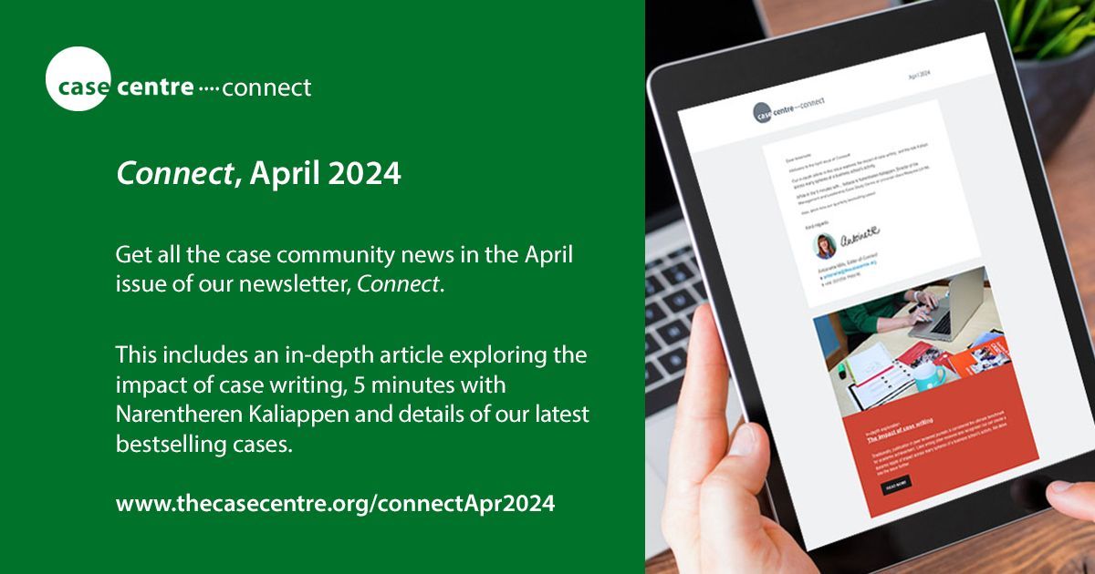 📰 CONNECT IS OUT 📰 The April edition of Connect will soon be in subscribers' inboxes, or you can view it online 👉 thecasecentre.org/ConnectApr2024 Read up on 5⃣ minutes with @uumnews' Narentheren Kaliappen and our in-depth article exploring the impact of #casewriting.