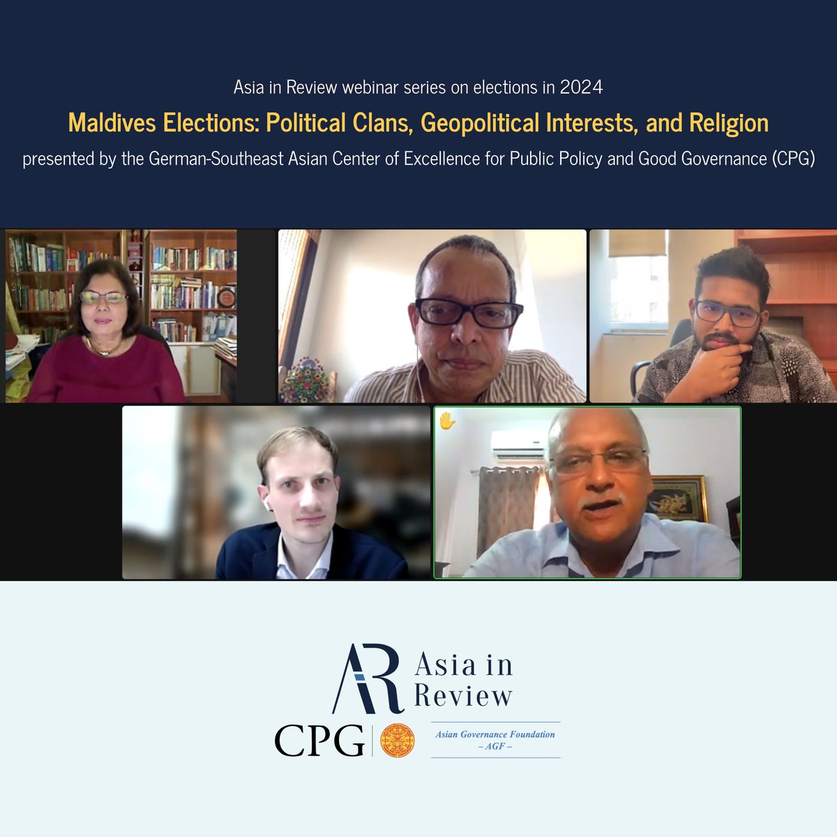 Thanks to Dr. Rasheeda M. Didi, Marwaan Macan-Markar, and Aditya Gowdara Shivamurthy for their insights at today’s online panel on Maldives Elections hosted by CPG. Gratitude to all contributors and guests. Part of the Asia in Review series. #MaldivesElections #CPG #AsiaInReview