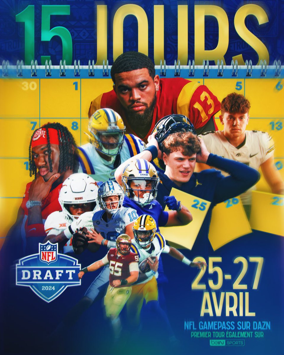 ⏰ J-15 avant la #NFLDraft 2024 ! Le futur de la ligue arrive bientôt, lors de cet évènement à ne pas manquer 🔥