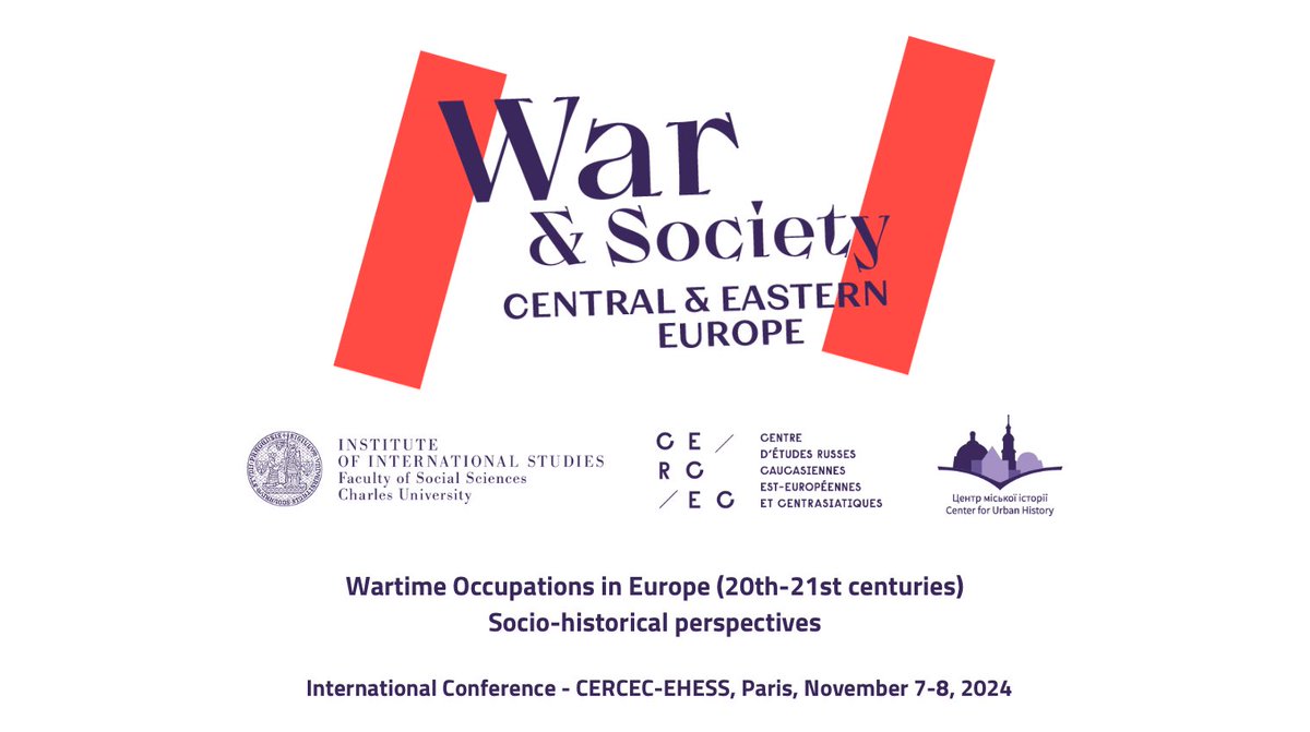 CfP: "Wartime Occupations in Europe (20th-21st centuries)" organized by War and Society Research Alliance (IMS FSV UK, EHESS, Center for Urban History).

📌 7 - 8 November 2024, Paris

➡️ The deadline for applications is May 3, 2024. 

ims.fsv.cuni.cz/en/news/cfp-wa…