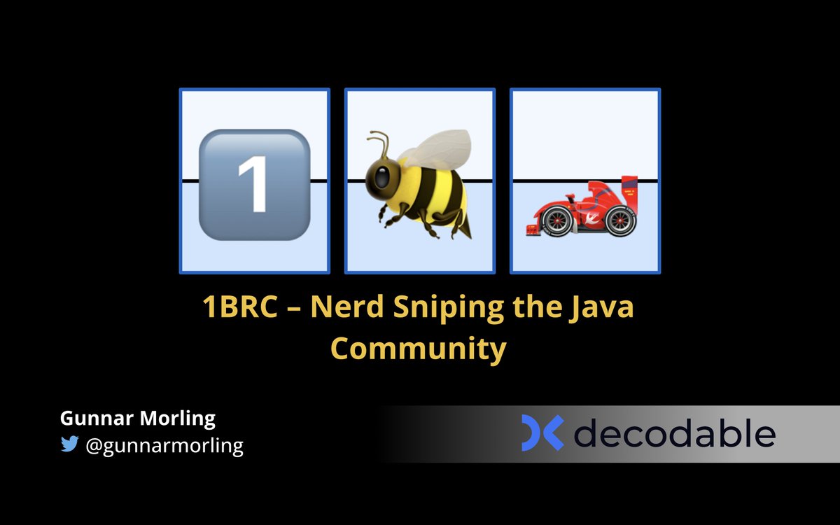 #1BRC--Nerd Sniping the Java Community The slides from my #JavaLand talk are up. Turns out one can talk much longer than 40min about that topic ;) Highly recommend to also check out the code repo itself to learn more about all the tricks folks used. 👉 speakerdeck.com/gunnarmorling/…