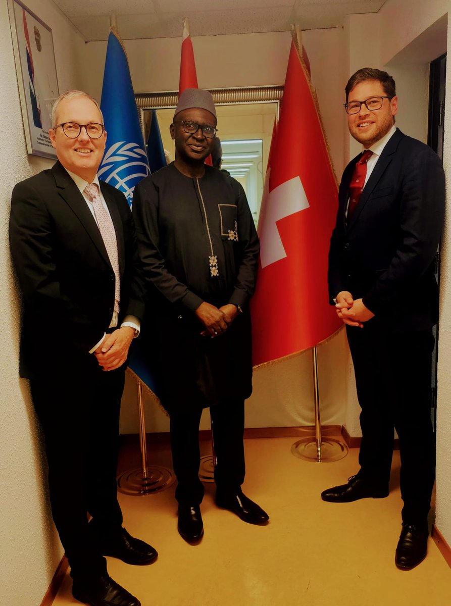 Inspiring meeting with H.E. Prof. Muhammadou M.O.  Kah @mkah Permanent Representative of The Gambia  @UNGeneva, together with #RichardSteyne to discuss collaboration with our office @DCAF_Geneva on international policy influencing including @SDG2030 with focus on #SDG16 as well…