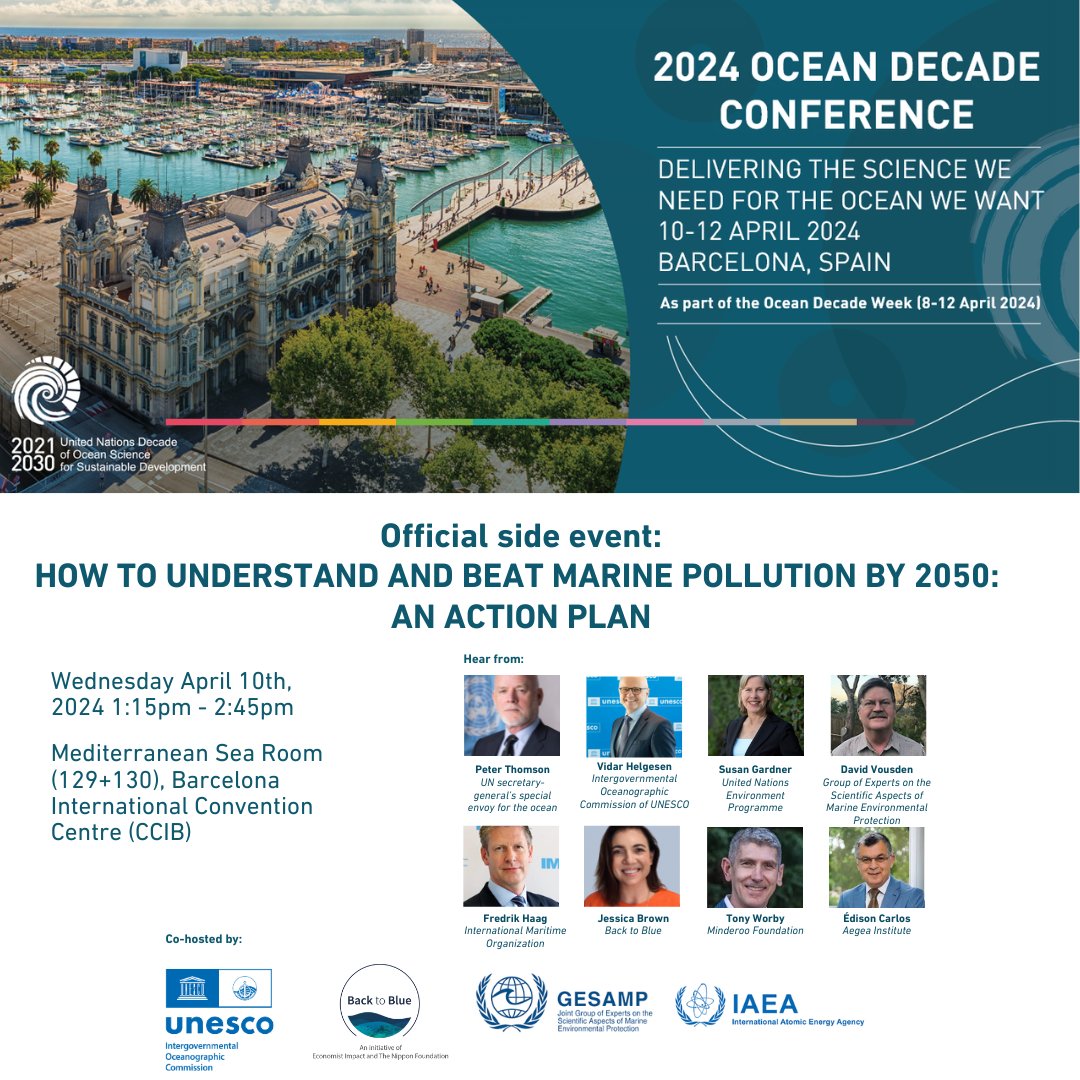 Will you be at the UN Ocean Decade Conference? If so, why not attend this informative side event, 'How to Understand and Beat Marine Pollution: An Action Plan' Wednesday April 10th at 12:15pm UK Time. #OceanDecade @UNOceanDecade