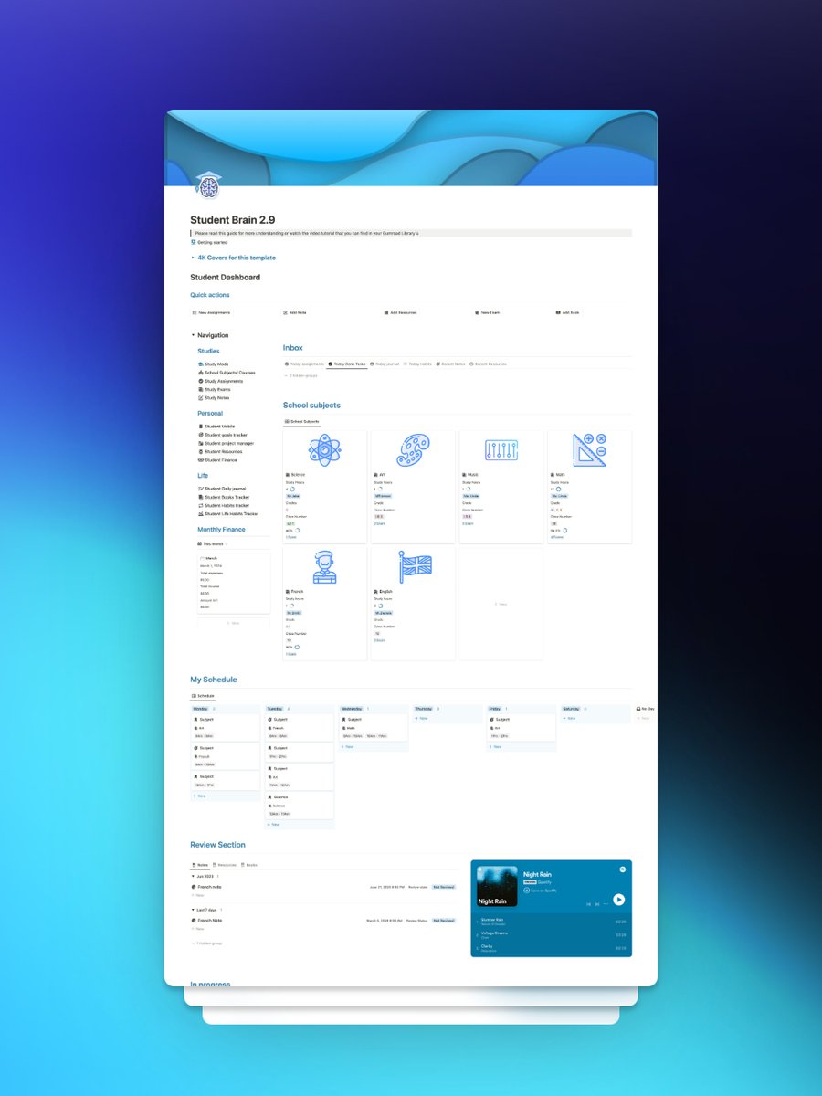 This is the best template that I recommend to any student 📖 Yeah, it's not Free, but it will cover all your needs as a student, From tracking your next exams, and assignments, to even calculating your grades automatically Get it from here ↓ studentbrain.framer.website