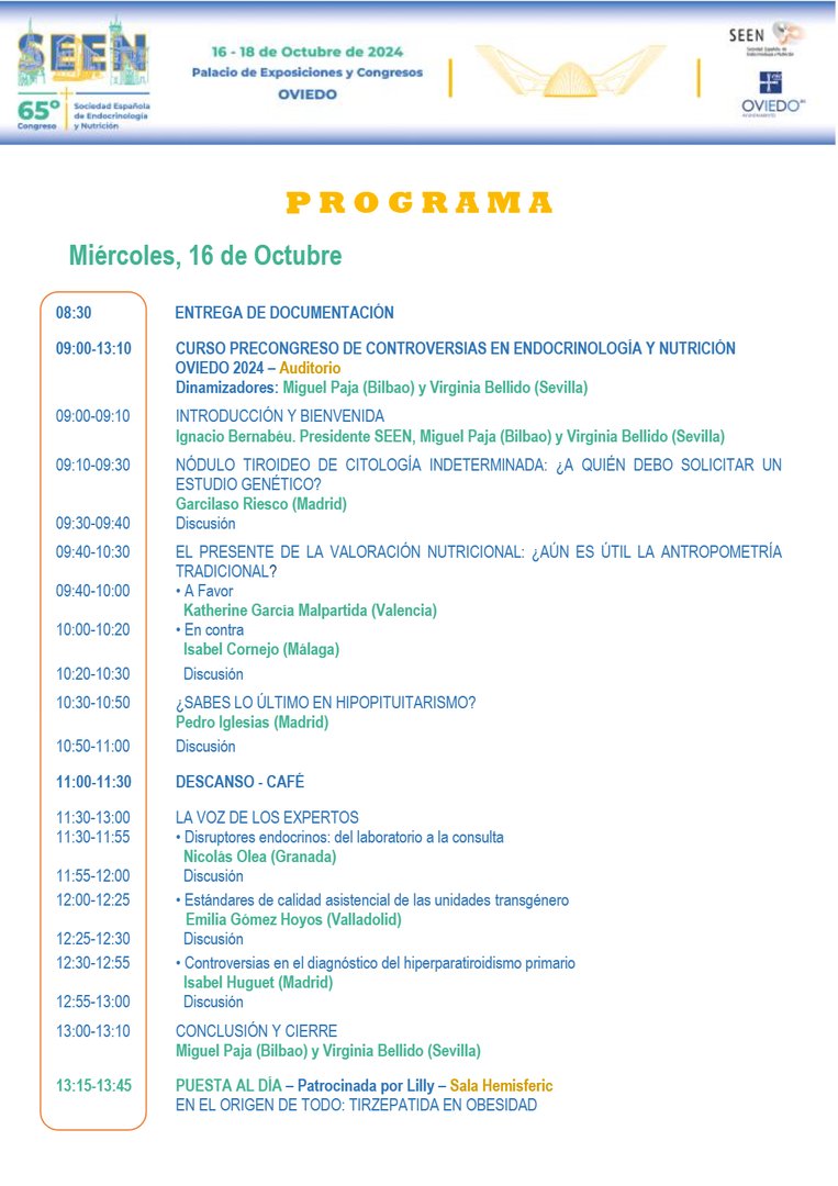 sociedadSEEN's tweet photo. 🆕 Disponible el avance del programa del 65 #Congreso de #SEEN #SEEN2024

📅 16-18 octubre
🚩 Palacio Exposiciones y Congresos, Oviedo
🖇 https://t.co/iAEGoTF3vg https://t.co/PZ5oE4s67j