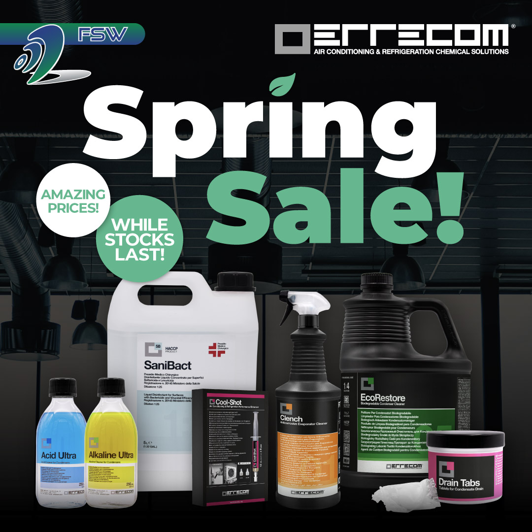 Spring is in the air at FSW and so are the SAVINGS* in the ERRECOM Spring Sale!

Customers can enjoy amazing prices on cleaning and sanitising solutions for AC/R systems➡️fsw.uk.com/errecom-spring… *T&Cs apply.   

sales@fsw.uk.com | 01543 437 010 
#HVAClife #HVACtechnician #Errecom