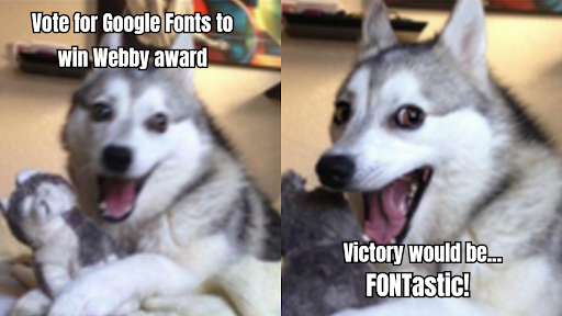 googlefonts's tweet image. Help is get that #Webby 

Vote here: vote.webbyawards.com/PublicVoting#/…