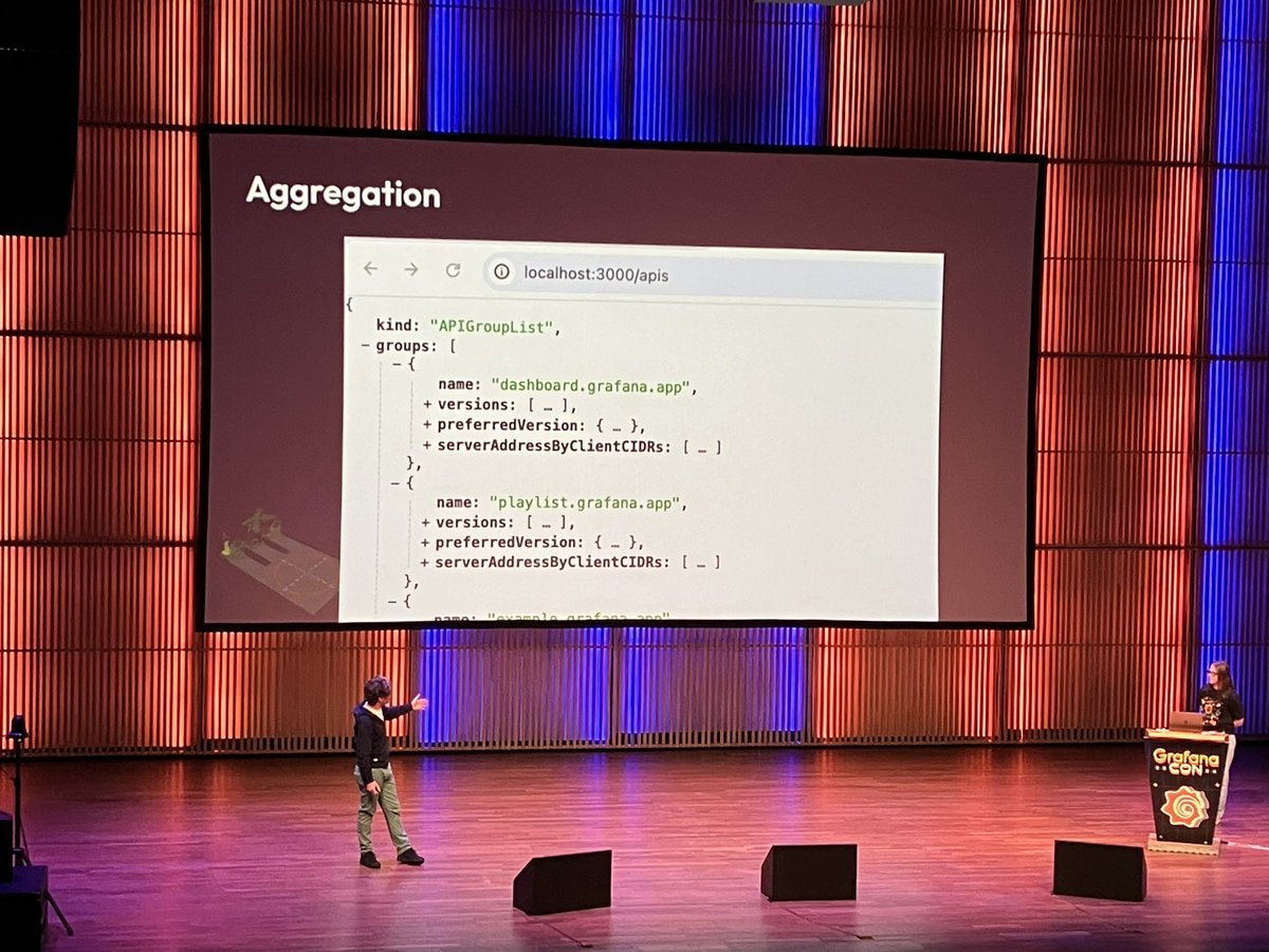 bcamerongain's tweet image. @grafana ´s  Stephanie Hingtgen with Ryan McKinley’s talk at #GrafanaCon 2024 »: «If you&apos;re not into Kubernetes » your experience won&apos;t change, but «we’re using the standard building @kubernetesio blocks to build this application platform.