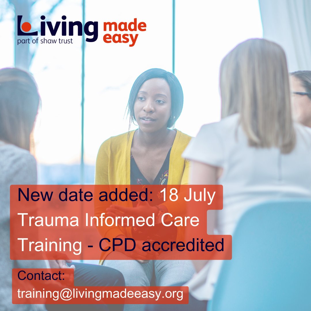 Have you booked your place yet? We've added a new date for our CPD accredited Trauma Informed Care Training for the 18th of July. To find out more please get in touch via training@livingmadeeasy.org.

#TraumaInformedCare #Training #CPDAccredited #LivingMadeEasy