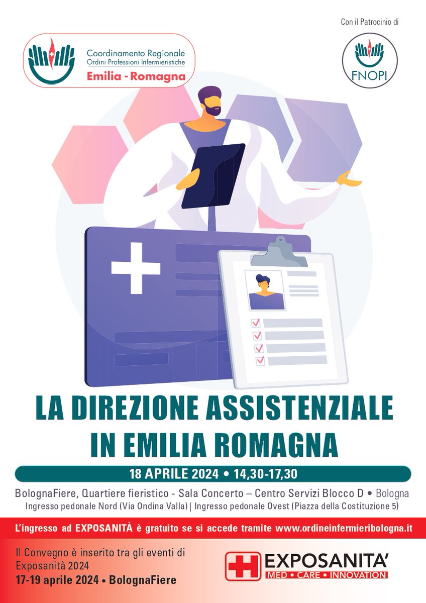 Giovedì 18 aprile dalle 14:30 in @Exposanita - @BolognaFiere si terrà il convegno '𝐋𝐚 𝐃𝐢𝐫𝐞𝐳𝐢𝐨𝐧𝐞 𝐚𝐬𝐬𝐢𝐬𝐭𝐞𝐧𝐳𝐢𝐚𝐥𝐞 𝐢𝐧 𝐄𝐦𝐢𝐥𝐢𝐚 𝐑𝐨𝐦𝐚𝐠𝐧𝐚' in cui sarà presente anche @AlbertoTalamo presidente @cuper_ER di cui il nostro @opibologna fa parte.