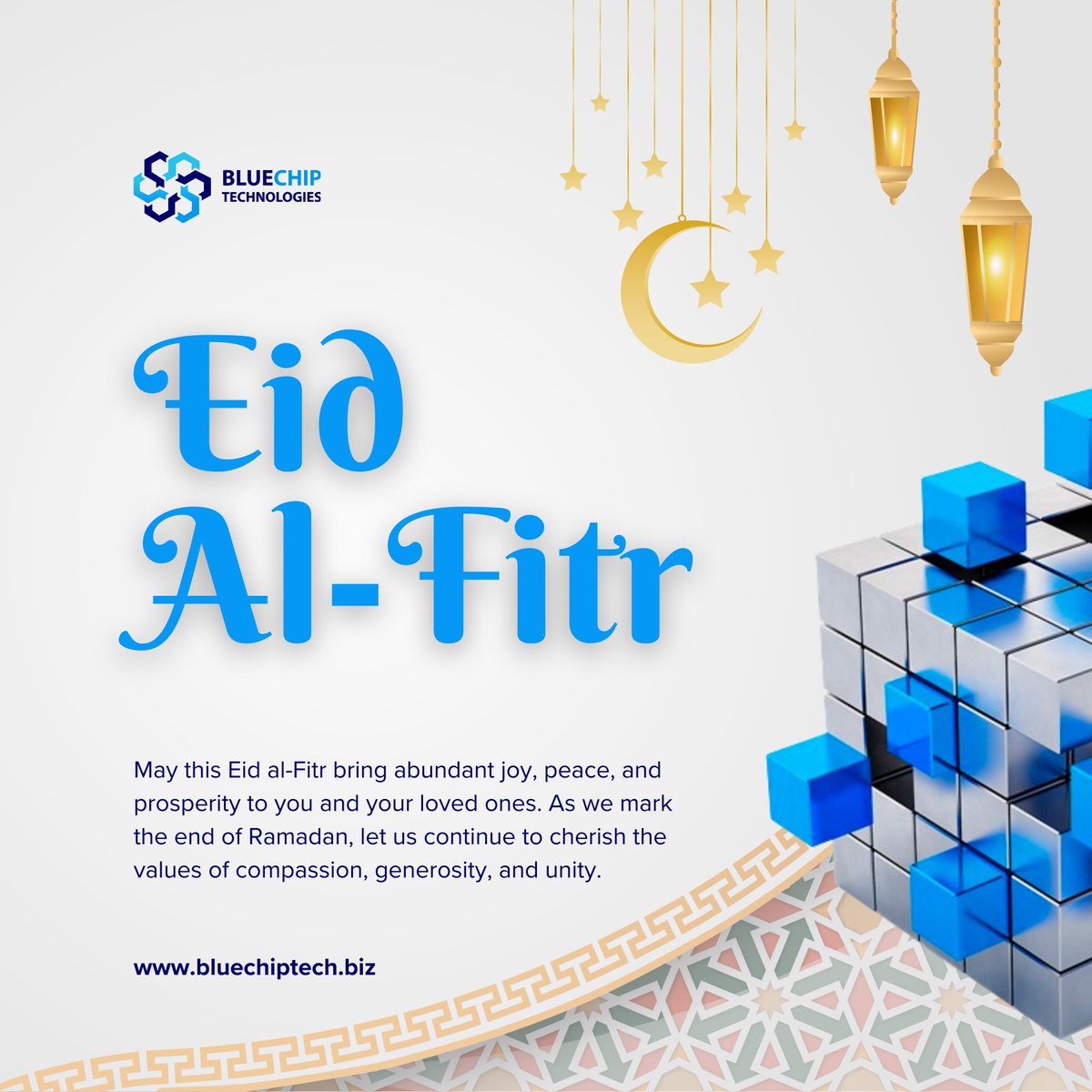 Happy Eid al-Fitr from Bluechip Technologies! Wishing you all a joyful Eid al-Fitr filled with blessings, happiness, and togetherness. #EidMubarak #BluechipTechnologies #Celebration