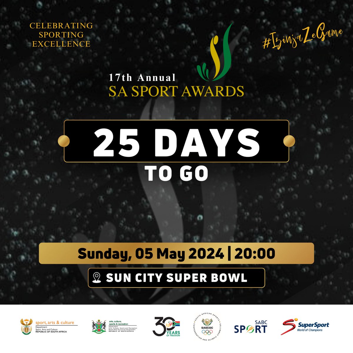 🏆 25 days to go until the prestigious South African Sports Awards! 🎉 . Join us for an unforgettable evening honoring excellence in sportsmanship and dedication. Save the date and stay tuned for more updates! 

#SASAwards🇿🇦🏅

#CelebratingExcellence