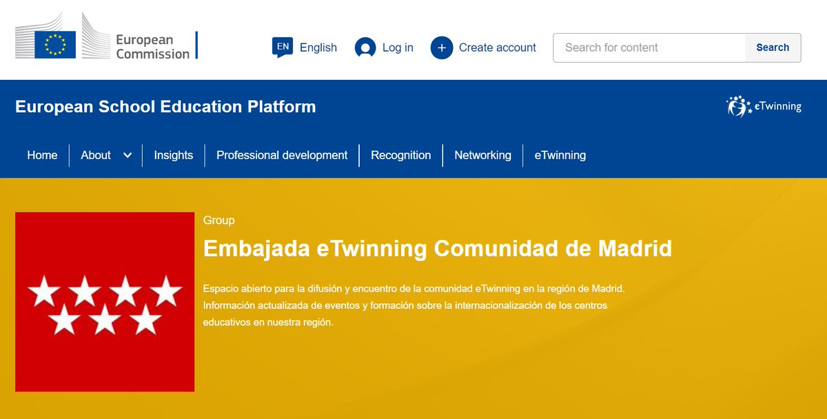 Visita el grupo 'Embajada eTwinning de la Comunidad de Madrid' para conocer el programa #eTwinning, noticias y novedades de interés, formación y eventos en nuestra región, así como propuestas del Servicio Nacional de Apoyo español @eTwinning_es #IF_CMadrid school-education.ec.europa.eu/en/group/embaj…