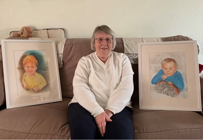 Member and #polio survivor Gill Hemming is delighted with the raffle prize she won last Christmas - a picture of her two grand children drawn by Jon Hillier. He really captured the essence of the boys. jchillierartist.com