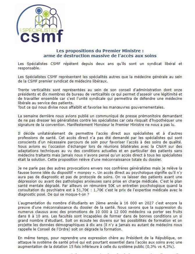 🚩 Flash info | Les propositions du Premier Ministre : arme de destruction massive de l'accès aux soins buff.ly/4atfqoA