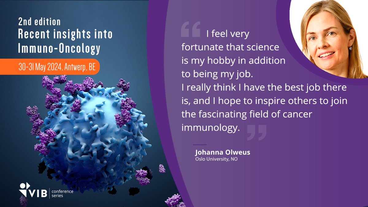 Join us at #ImmunoOnco24 and follow the inspiring talk of Johanna Olweus @JOlweus @unioslo_medbibl! 🗓️Early bird registration till 18th of April vibconferences.be/events/recent-… @vib_ccb @VIBConferences