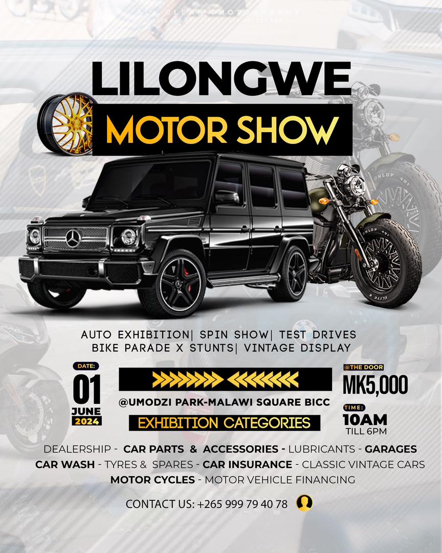 #ADVERTISING

Get ready to ignite your engines and save the date! 🏎️💨 The eagerly awaited Lilongwe Motor Show 2024 is approaching fast, set to take place on June 1st at BICC.