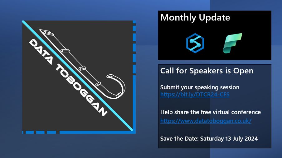 #DataToboggan Cool Runnings Monthly update Submit a session for the next event : buff.ly/3VFvnn6 Date: 13th July 2024 #datatoboggan #azuresynapse #microsoftfabric #synapseanalytics
