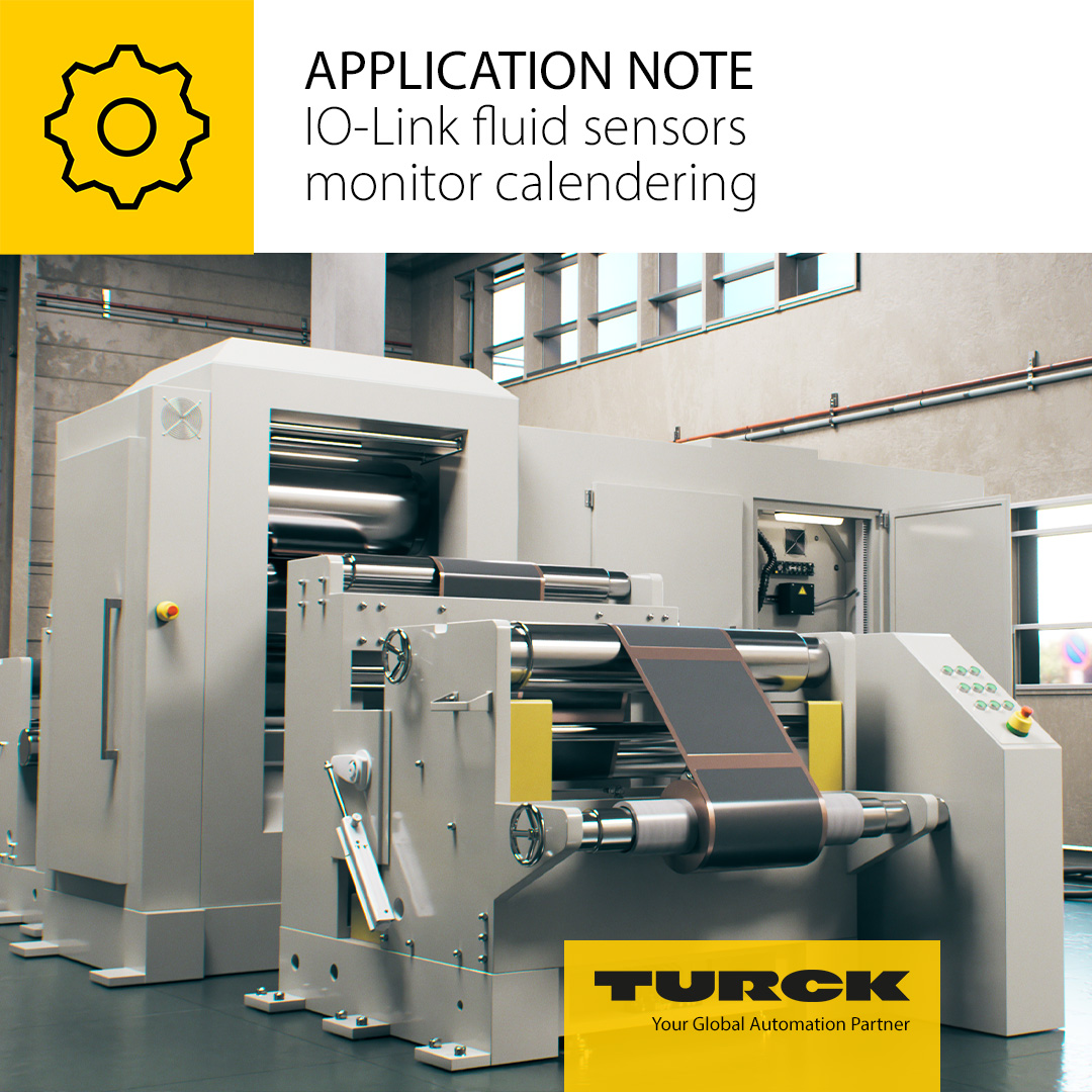 Calendering 4.0: #Turck's #IOLink #FluidSensors provide additional data for self-diagnostics & process optimization. This prevents the occurrence of any unscheduled & costly downtimes. See here: turck.de/en/battery-pro…

#GlobalAutomationPartner #SmartAutomation #ApplicationNote