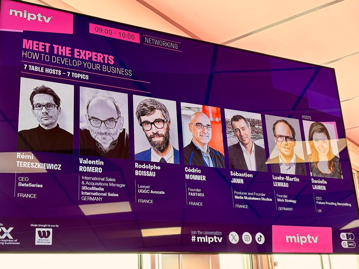 [#Event] MIPTV 2024 - Meet the Experts - How to Develop your Business and 'The implications of artificial intelligence for the audiovisual industry' today with Rodolphe Boissau @UGGCAvocats #MIPTV #Cannes #TVindustry @mip