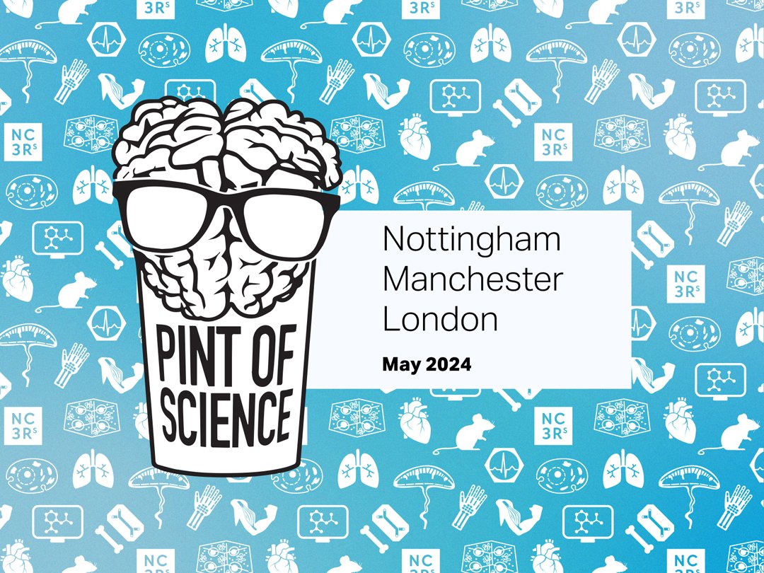 We are partnering with @pintofscience to invite you to learn about the science behind replacing animals in research. From non-animal technologies in London, cardiovascular science in Manchester and in vitro approaches in Nottingham, join us in May 2024: nc3rs.org.uk/3rs-public#pin…