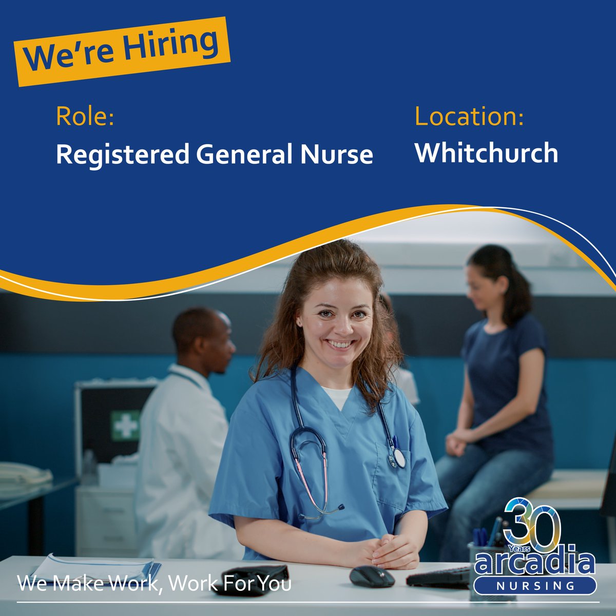 🏥👩‍⚕️We are recruiting Registered General Nurses to work in Whitchurch, if you or someone you know is interested in this role please contact our team on 01472 233 445 or apply online arcadianursing.co.uk 

#wearehiring #applynow #nursingroles #nursing