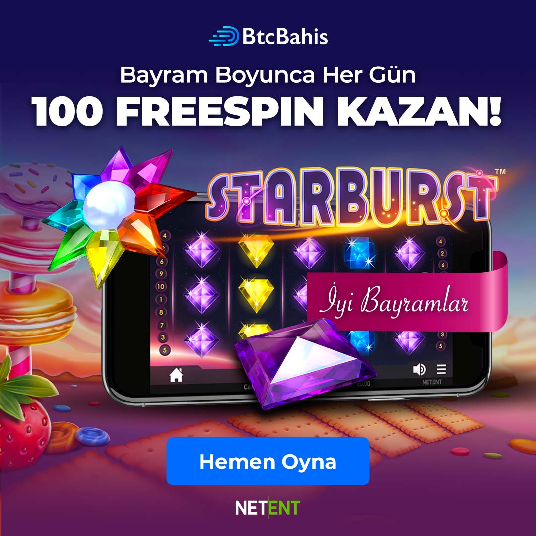 Btc_DigiMedia's tweet photo. 🌟 Bayram tatilinin keyfini çıkarırken, heyecan dolu 
anlar yaşamak için harika bir fırsat seni bekliyor! 

Netent'in efsanevi oyunu Starbust'ta geçerli olan bu 
özel kampanyadan hemen yararlanmak için şimdi 
yatırımını yap ve her gün 100 Freespins kazanma şansını yakala! 💰💎 https://t.co/1BQFyDRCWQ