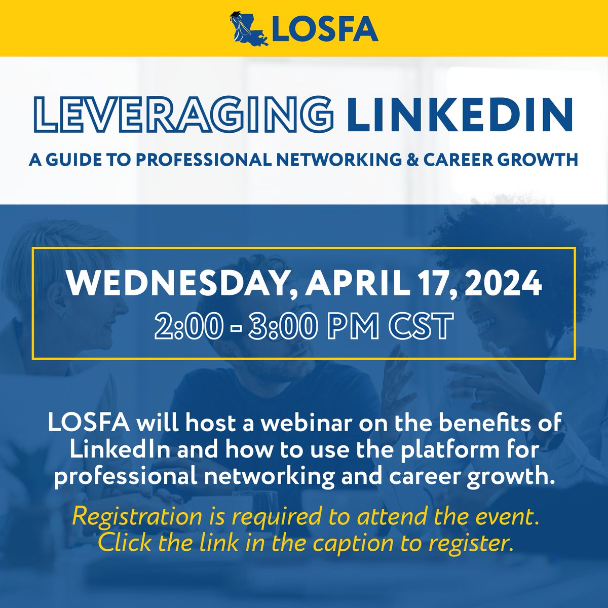 Want to maximize your LinkedIn presence and career opportunities? Join us for an informative webinar on how to make the most out of your LinkedIn profile. Learn top tips and tricks for networking, job searching, and personal branding. Register here: ow.ly/P5aW50RbJXs