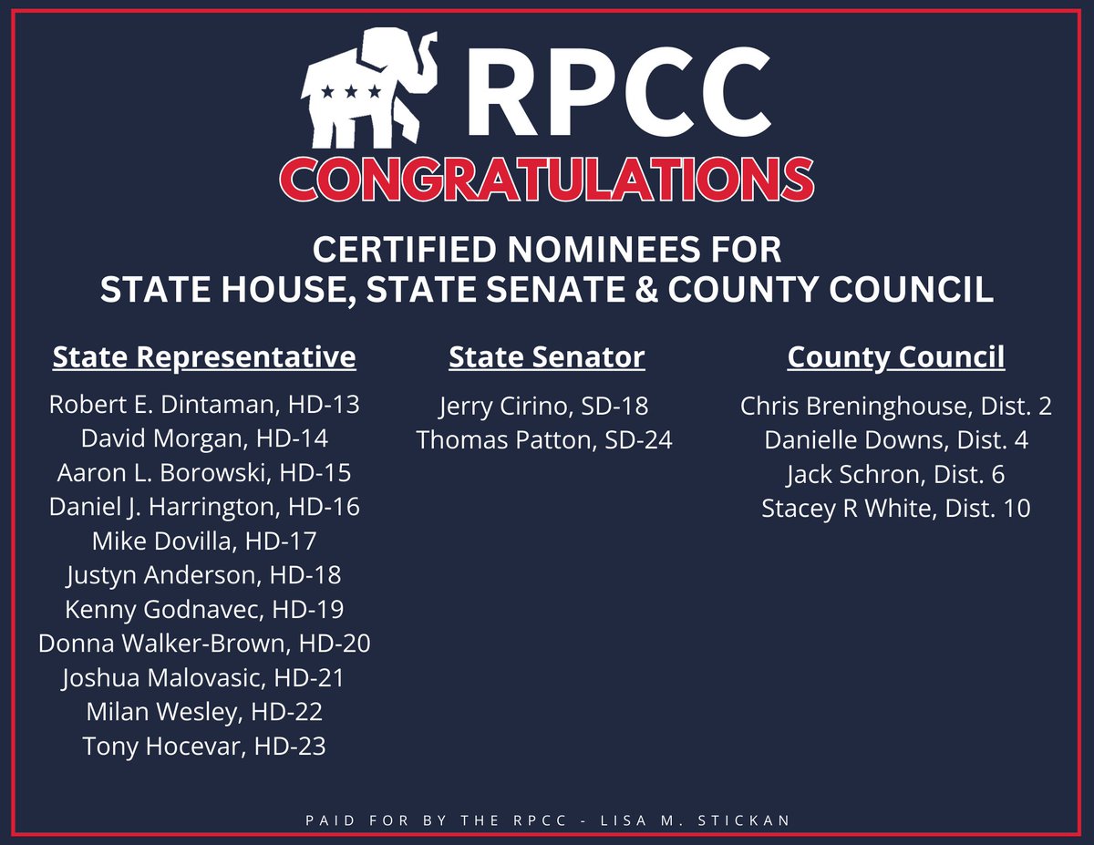 Yesterday, all of our candidates (including the write-ins) were certified by the Cuyahoga BOE! Congratulations to our nominees for State House, State Senate, and County Council! On to November!