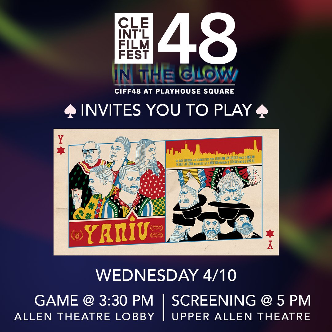 Join us today at 3:30 PM in the Allen Theatre Lobby for a Yaniv Pop-Up event where you can learn how to play this beloved fast-moving card game, which is featured in #CIFF48 film YANIV, screening today at 5:00 PM in the Upper Allen!