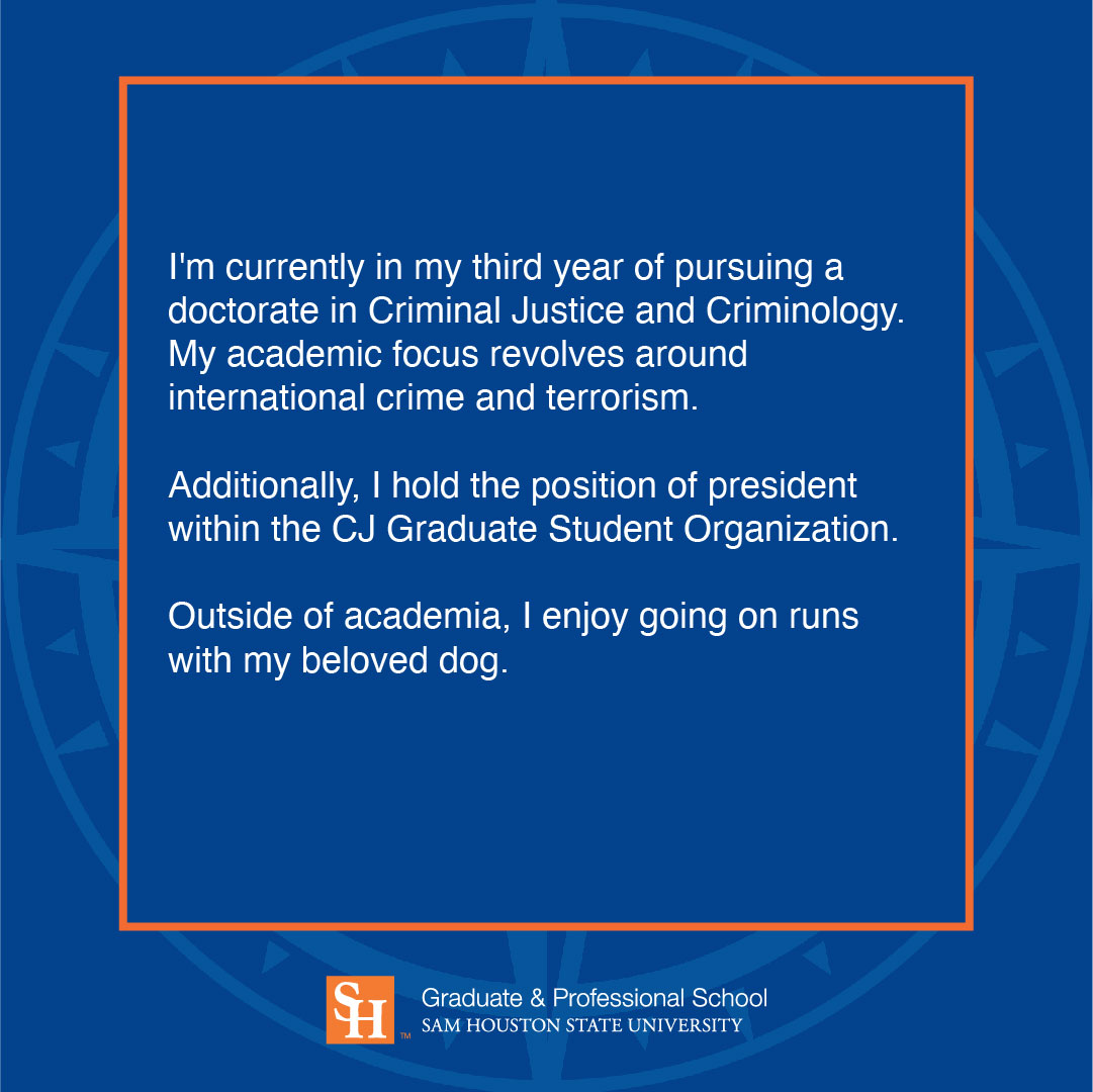 🎓 Grad Student Spotlight! 🌟 Meet Ghady Hbeilini, a third-year doctoral student @CJCSamHouston. His academic passion lies in exploring international crime and terrorism. Swipe to learn more about him.
#GradStudentSpotlight #SHSUGradSchool