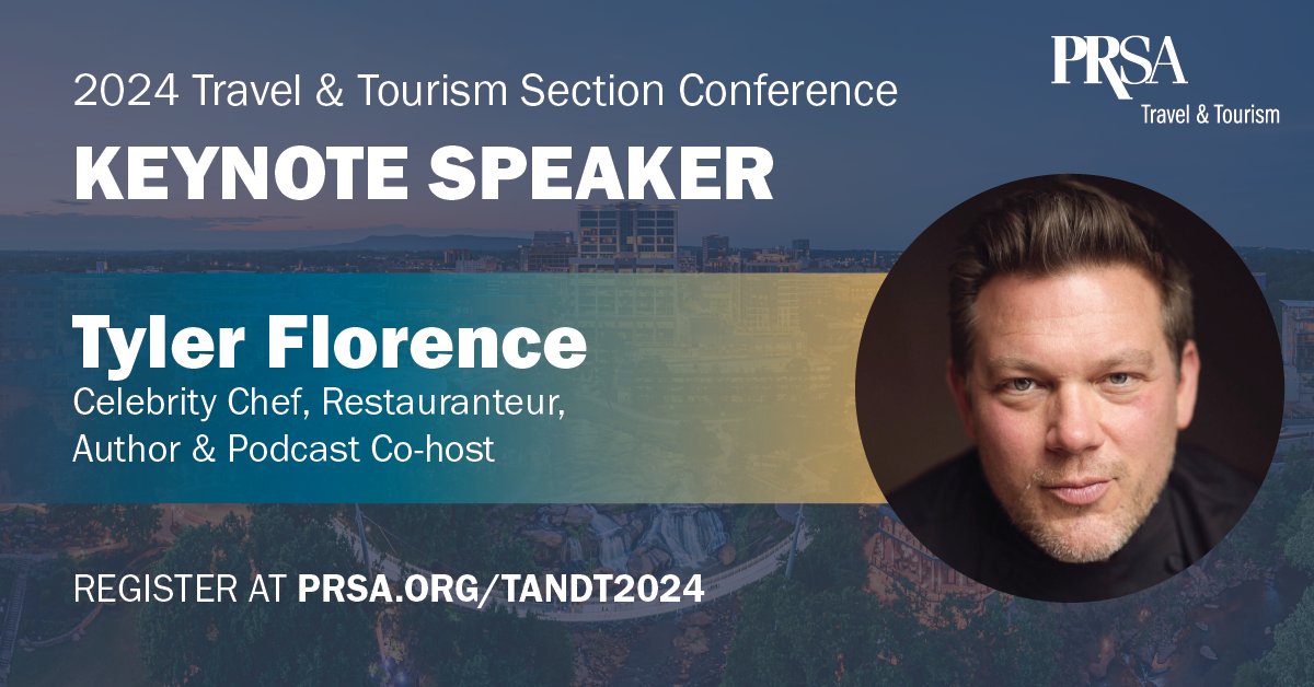🌟 Don't miss PRSA Travel & Tourism Section Conference on June 2-5! Our featured keynote speaker this year is Tyler Florence - celebrity chef, Food Network veteran and 2X James Beard nominee! Saver rate ends soon - register now: prsa.org/home/get-invol…   #TravelandTourism