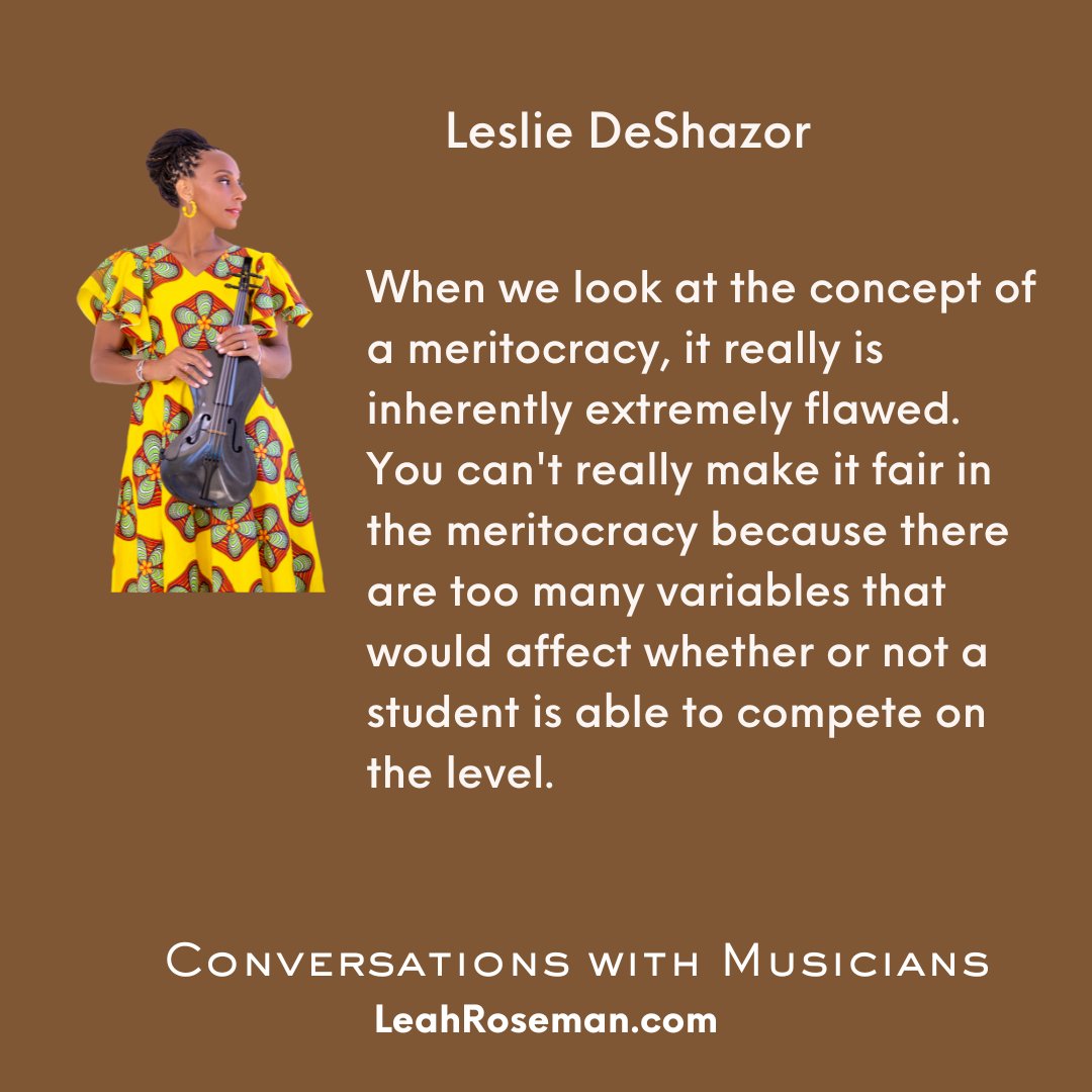 Leslie DeShazor: 'I really want to see students get a lot more chance to be themselves and develop their own voice, and that to me, I think, is the danger of competition and making people compete' from an inspiring and wide-ranging conversation: leahroseman.com/episodes/lesli……